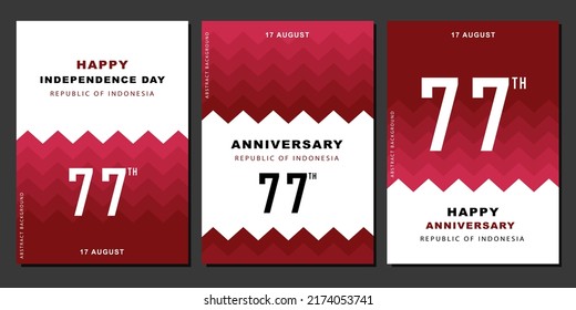 Modernes Cover-Template-Design. Rotes, weißes Farbverlauf-Zickzackkonzept. Unabhängigkeitstag der Republik Indonesien. Indonesischer Jahrestag. 17. August der sozialen Medien Post Template Design.