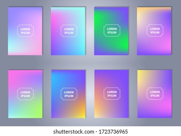 Modern cover template design. Set of trendy colorful gradient vector illustrations. Background for flyer, social media post, screen, mobile app, wallpaper