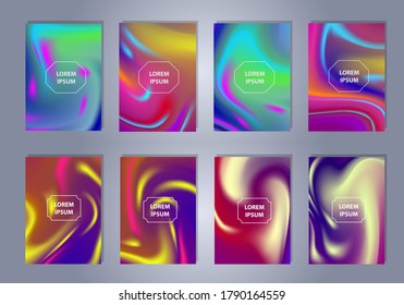 Modern cover template design. Set of trendy colorful gradient vector illustrations. Background for flyer, social media post, screen, mobile app, wallpaper