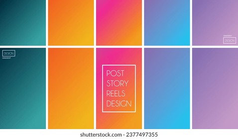 Modern cover template design. Set of trendy colorful lines gradient vector illustrations background. Social media posts, story, screen, mobile app, wallpaper.