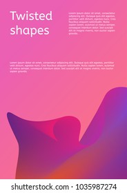 Modern cover with twisting shape element. Trendy minimal design. Gradient ribbons. Ultra violet purple colors. Can be used for cover or poster design. Vector illustration.