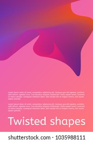 Modern cover with twisting shape element. Trendy minimal design. Gradient ribbons. Ultra violet purple colors. Can be used for cover or poster design. Vector illustration.