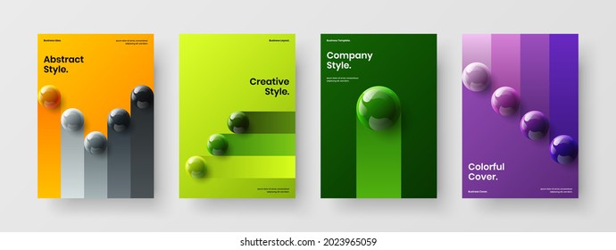 Modern cover vector design concept set. Clean realistic balls flyer template composition.