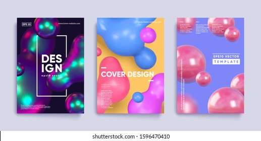 Modern covers with 3D shapes. Eps10 vector.