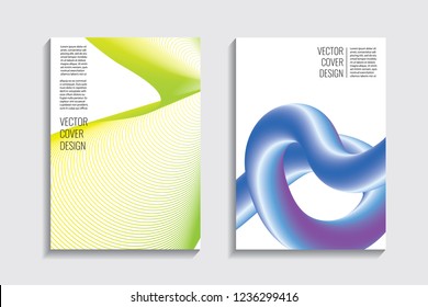 Modern covers. Blended gradient wavy lines shape. Futuristic minimalistic design with a multi-colored bionic background. A4 format. Eps10 vector. For poster, layout, placard, grunge paper, card, book