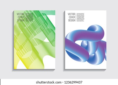 Modern covers. Blended gradient wavy lines shape. Futuristic minimalistic design with a multi-colored bionic background. A4 format. Eps10 vector. For poster, layout, placard, grunge paper, card, book