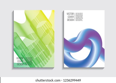 Modern covers. Blended gradient wavy lines shape. Futuristic minimalistic design with a multi-colored bionic background. A4 format. Eps10 vector. For poster, layout, placard, grunge paper, card, book