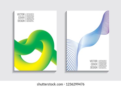 Modern covers. Blended gradient wavy lines shape. Futuristic minimalistic design with a multi-colored bionic background. A4 format. Eps10 vector. For poster, layout, placard, grunge paper, card, book