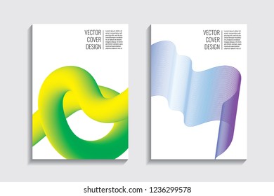 Modern covers. Blended gradient wavy lines shape. Futuristic minimalistic design with a multi-colored bionic background. A4 format. Eps10 vector. For poster, layout, placard, grunge paper, card, book