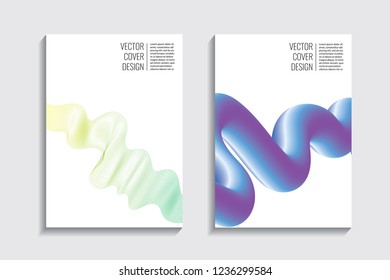 Modern covers. Blended gradient wavy lines shape. Futuristic minimalistic design with a multi-colored bionic background. A4 format. Eps10 vector. For poster, layout, placard, grunge paper, card, book