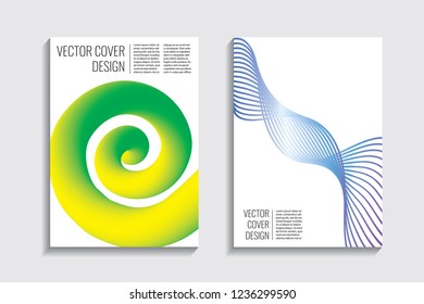 Modern covers. Blended gradient wavy lines shape. Futuristic minimalistic design with a multi-colored bionic background. A4 format. Eps10 vector. For poster, layout, placard, grunge paper, card, book