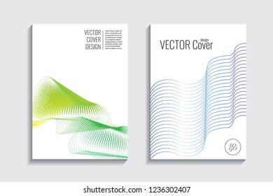 Modern covers. Blended gradient wavy lines shape. Futuristic minimalistic design with a multi-colored bionic background. A4 format. Eps10 vector. For poster, layout, placard, grunge paper, card, book