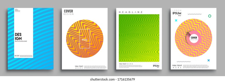 Modern covers design. Geometric halftone gradients and striped line. Vector illustration of bright color abstract pattern background with line gradient texture for minimal dynamic cover design.