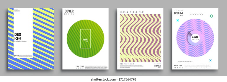 Modern covers design. Geometric halftone gradients and striped line. Vector illustration of bright color abstract pattern background with line gradient texture for minimal dynamic cover design.