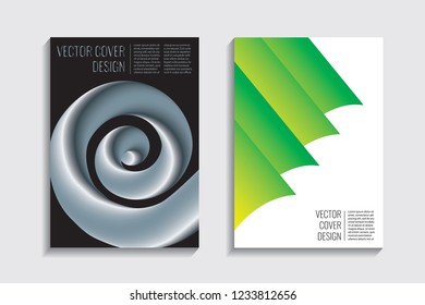 Modern covers with gradient wavy line shapes. Futuristic minimal design with a multi-colored bionic background. A4 format. Eps10 vector. For poster, layout, placard, grunge paper, card, book.