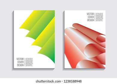 Modern covers with gradient wavy line shapes. Futuristic minimal design with a multi-colored bionic background. A4 format. Eps10 vector. For poster, layout, placard, grunge paper, card, book.