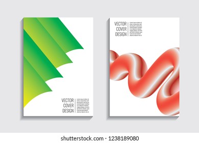 Modern covers with gradient wavy line shapes. Futuristic minimal design with a multi-colored bionic background. A4 format. Eps10 vector. For poster, layout, placard, grunge paper, card, book.