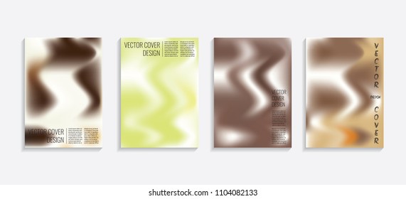 Modern covers with gradient wavy shapes. Futuristic minimal design with a multi-colored bionic background. A4 format. Eps10 vector. For poster, layout, placard, grunge paper, card, book.