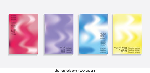 Modern covers with gradient wavy shapes. Futuristic minimal design with a multi-colored bionic background. A4 format. Eps10 vector. For poster, layout, placard, grunge paper, card, book.