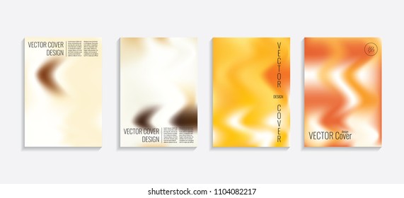 Modern covers with gradient wavy shapes. Futuristic minimal design with a multi-colored bionic background. A4 format. Eps10 vector. For poster, layout, placard, grunge paper, card, book.