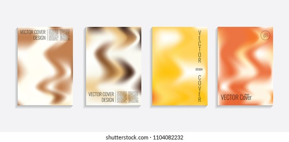 Modern covers with gradient wavy shapes. Futuristic minimal design with a multi-colored bionic background. A4 format. Eps10 vector. For poster, layout, placard, grunge paper, card, book.