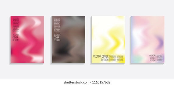 Modern covers with gradient wavy shapes. Futuristic minimal design with a multi-colored bionic background. A4 format. Eps10 vector. For poster, layout, placard, grunge paper, card, book.