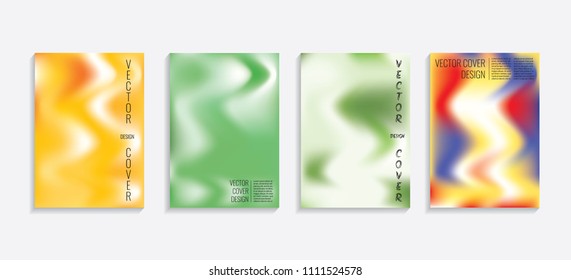 Modern covers with gradient wavy shapes. Futuristic minimal design with a multi-colored bionic background. A4 format. Eps10 vector. For poster, layout, placard, grunge paper, card, book.