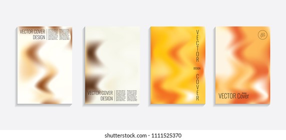 Modern covers with gradient wavy shapes. Futuristic minimal design with a multi-colored bionic background. A4 format. Eps10 vector. For poster, layout, placard, grunge paper, card, book.