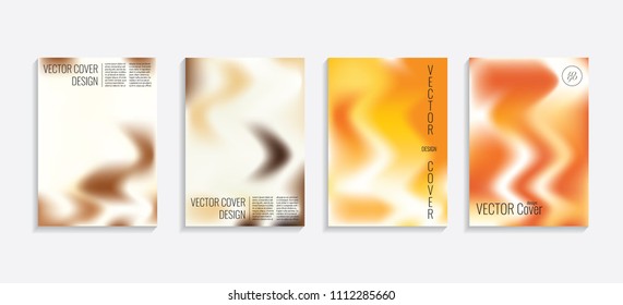 Modern covers with gradient wavy shapes. Futuristic minimal design with a multi-colored bionic background. A4 format. Eps10 vector. For poster, layout, placard, grunge paper, card, book.