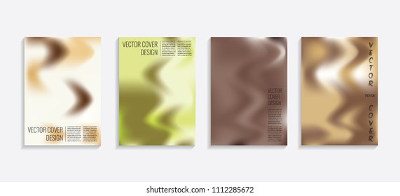 Modern covers with gradient wavy shapes. Futuristic minimal design with a multi-colored bionic background. A4 format. Eps10 vector. For poster, layout, placard, grunge paper, card, book.