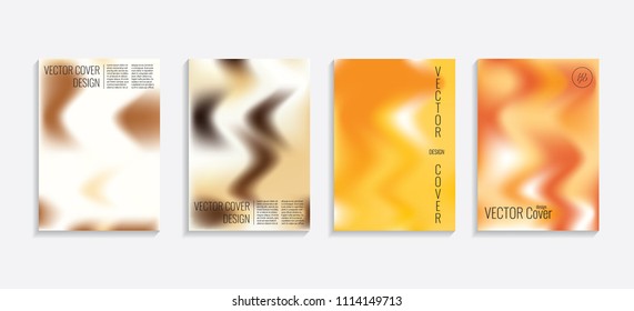 Modern covers with gradient wavy shapes. Futuristic minimal design with a multi-colored bionic background. A4 format. Eps10 vector. For poster, layout, placard, grunge paper, card, book.