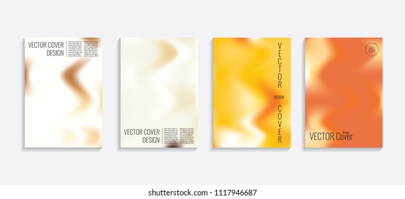 Modern covers with gradient wavy shapes. Futuristic minimal design with a multi-colored bionic background. A4 format. Eps10 vector. For poster, layout, placard, grunge paper, card, book.