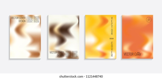 Modern covers with gradient wavy shapes. Futuristic minimal design with a multi-colored bionic background. A4 format. Eps10 vector. For poster, layout, placard, grunge paper, card, book.