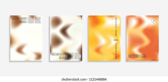 Modern covers with gradient wavy shapes. Futuristic minimal design with a multi-colored bionic background. A4 format. Eps10 vector. For poster, layout, placard, grunge paper, card, book.