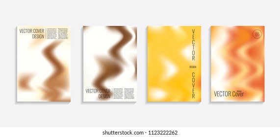 Modern covers with gradient wavy shapes. Futuristic minimal design with a multi-colored bionic background. A4 format. Eps10 vector. For poster, layout, placard, grunge paper, card, book.