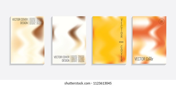 Modern covers with gradient wavy shapes. Futuristic minimal design with a multi-colored bionic background. A4 format. Eps10 vector. For poster, layout, placard, grunge paper, card, book.