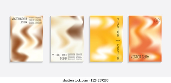 Modern covers with gradient wavy shapes. Futuristic minimal design with a multi-colored bionic background. A4 format. Eps10 vector. For poster, layout, placard, grunge paper, card, book.
