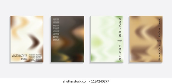 Modern covers with gradient wavy shapes. Futuristic minimal design with a multi-colored bionic background. A4 format. Eps10 vector. For poster, layout, placard, grunge paper, card, book.