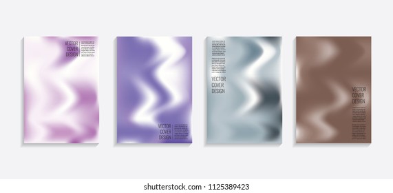 Modern covers with gradient wavy shapes. Futuristic minimal design with a multi-colored bionic background. A4 format. Eps10 vector. For poster, layout, placard, grunge paper, card, book.