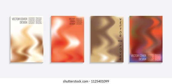Modern covers with gradient wavy shapes. Futuristic minimal design with a multi-colored bionic background. A4 format. Eps10 vector. For poster, layout, placard, grunge paper, card, book.