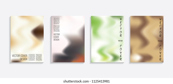 Modern covers with gradient wavy shapes. Futuristic minimal design with a multi-colored bionic background. A4 format. Eps10 vector. For poster, layout, placard, grunge paper, card, book.