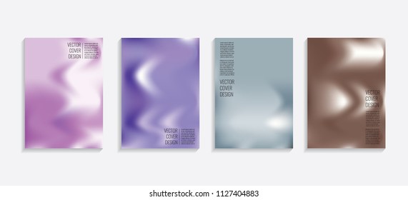 Modern covers with gradient wavy shapes. Futuristic minimal design with a multi-colored bionic background. A4 format. Eps10 vector. For poster, layout, placard, grunge paper, card, book.