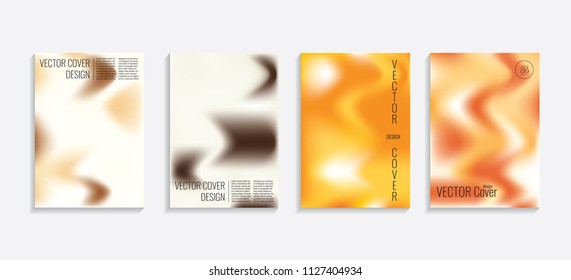 Modern covers with gradient wavy shapes. Futuristic minimal design with a multi-colored bionic background. A4 format. Eps10 vector. For poster, layout, placard, grunge paper, card, book.