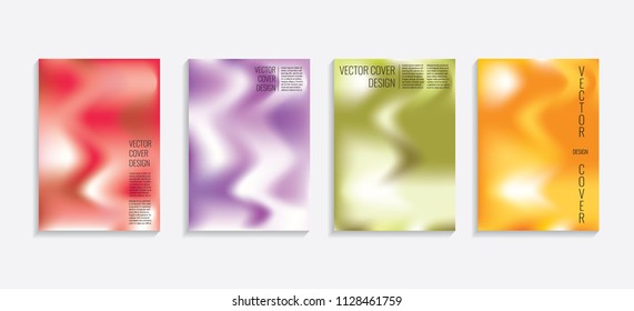 Modern covers with gradient wavy shapes. Futuristic minimal design with a multi-colored bionic background. A4 format. Eps10 vector. For poster, layout, placard, grunge paper, card, book.