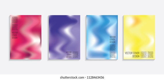 Modern covers with gradient wavy shapes. Futuristic minimal design with a multi-colored bionic background. A4 format. Eps10 vector. For poster, layout, placard, grunge paper, card, book.