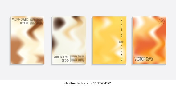 Modern covers with gradient wavy shapes. Futuristic minimal design with a multi-colored bionic background. A4 format. Eps10 vector. For poster, layout, placard, grunge paper, card, book.