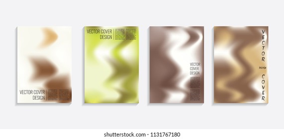 Modern covers with gradient wavy shapes. Futuristic minimal design with a multi-colored bionic background. A4 format. Eps10 vector. For poster, layout, placard, grunge paper, card, book.