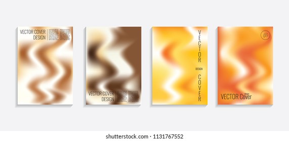 Modern covers with gradient wavy shapes. Futuristic minimal design with a multi-colored bionic background. A4 format. Eps10 vector. For poster, layout, placard, grunge paper, card, book.
