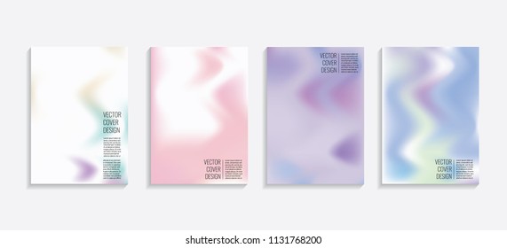 Modern covers with gradient wavy shapes. Futuristic minimal design with a multi-colored bionic background. A4 format. Eps10 vector. For poster, layout, placard, grunge paper, card, book.