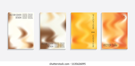 Modern covers with gradient wavy shapes. Futuristic minimal design with a multi-colored bionic background. A4 format. Eps10 vector. For poster, layout, placard, grunge paper, card, book.